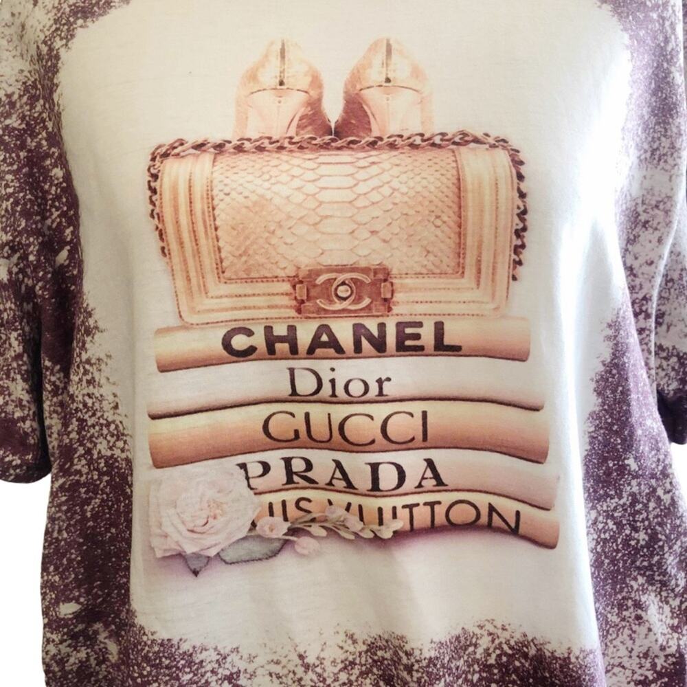 Couture Designers Luxury Bleach Dye Handmade Graphic Tee